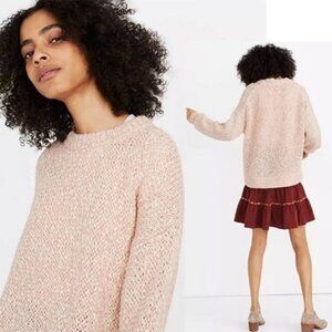 Madewell Baez Marbled Pink Chunky Knit Wool Alpaca Pullover Sweater Size S